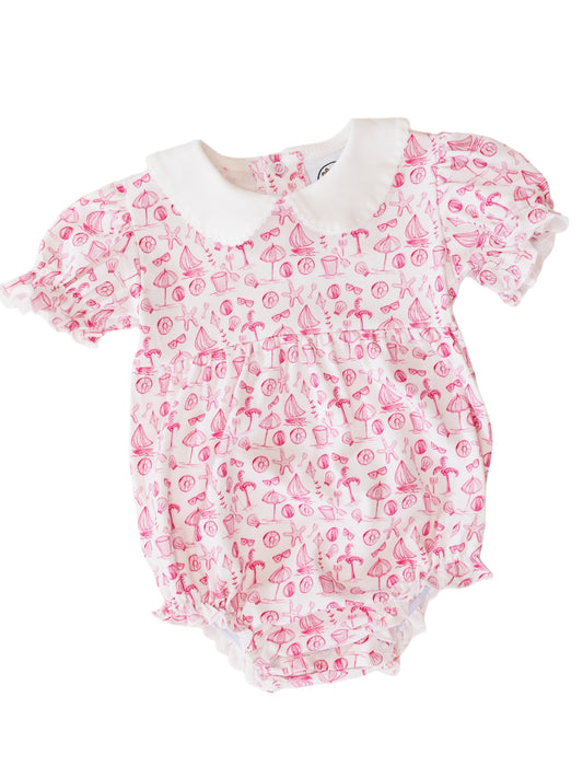Seaside Serenity Beach Print Bubble - Pink