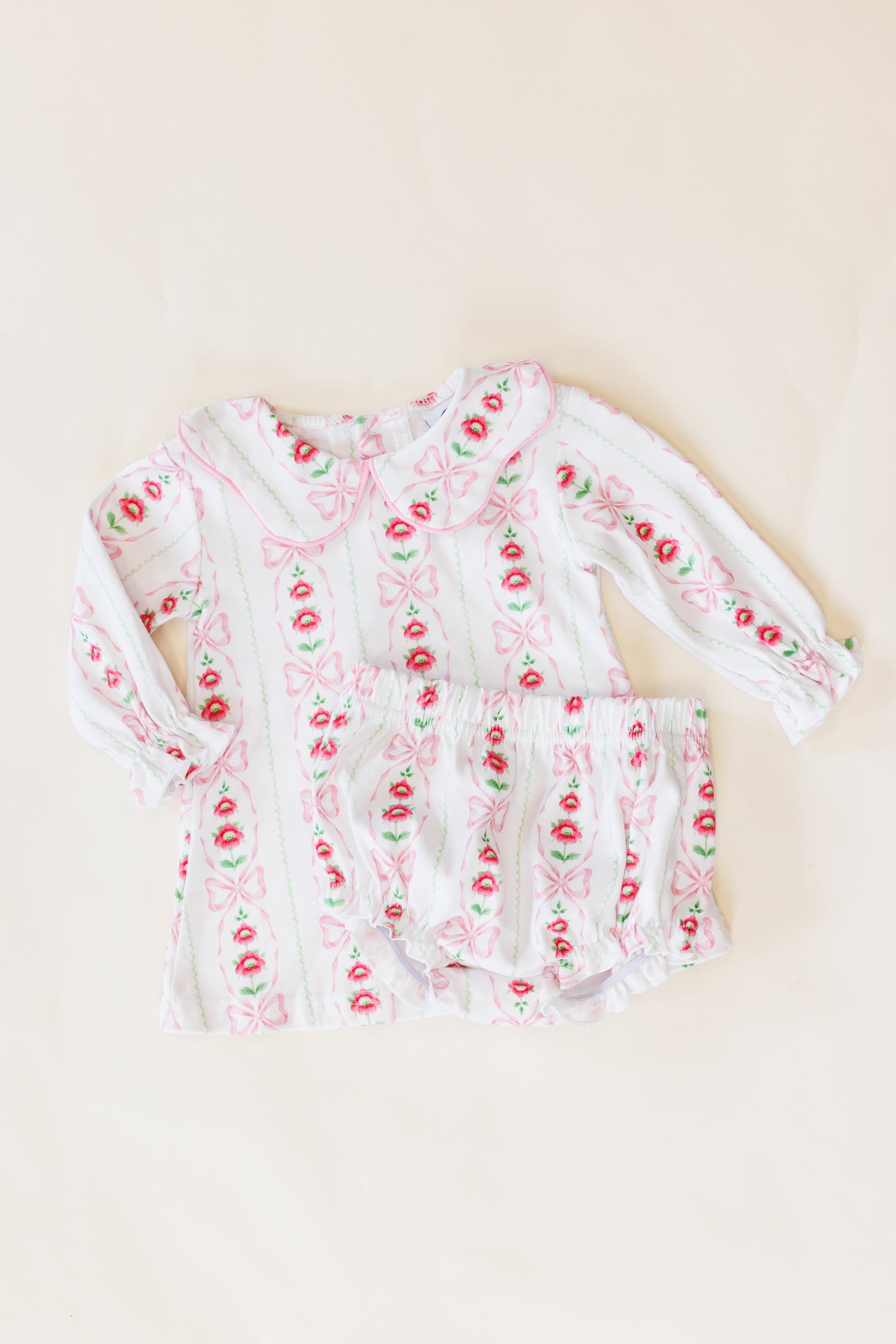 Blossom Bow Floral Long Sleeve Bloomer Set