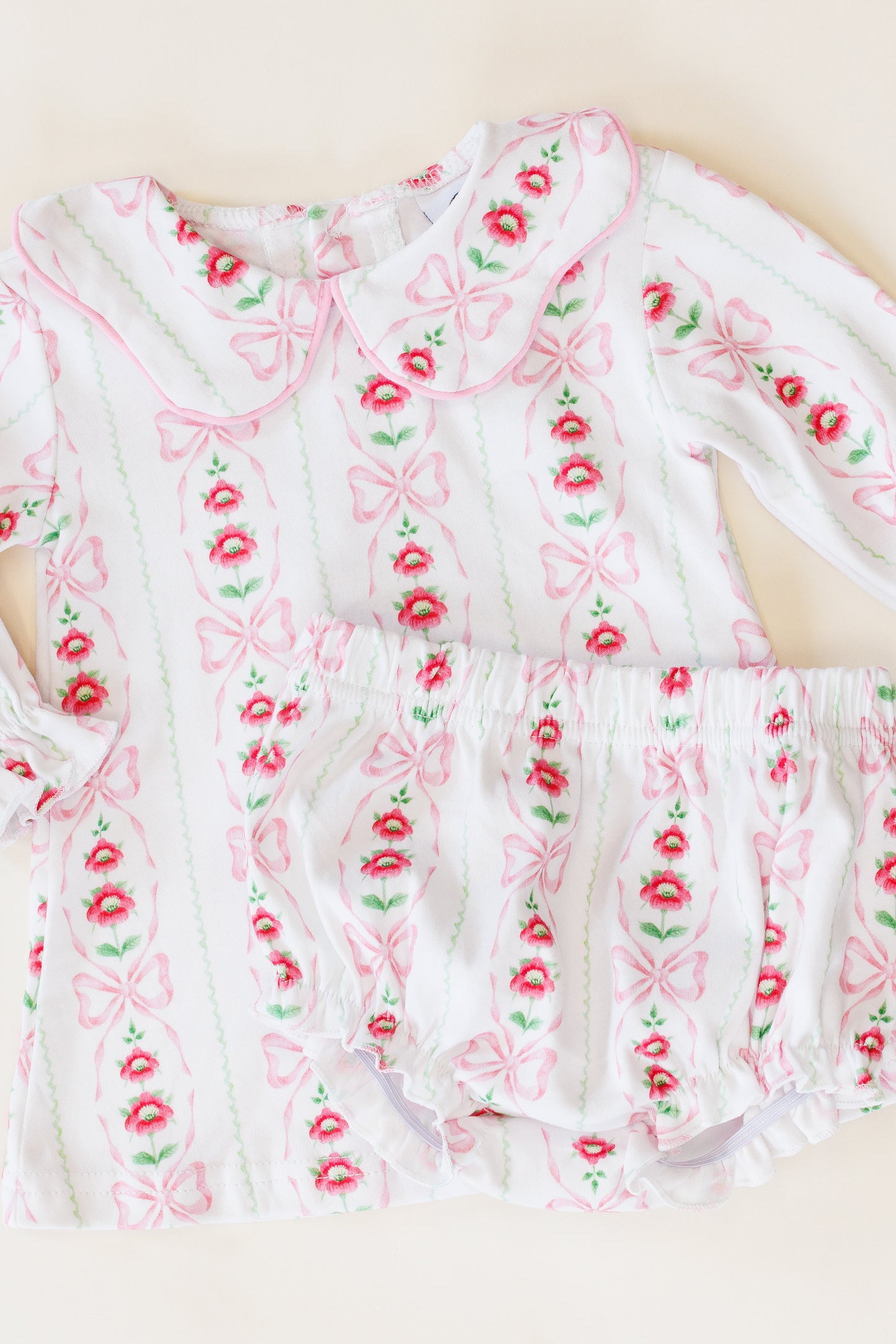 Blossom Bow Floral Long Sleeve Bloomer Set