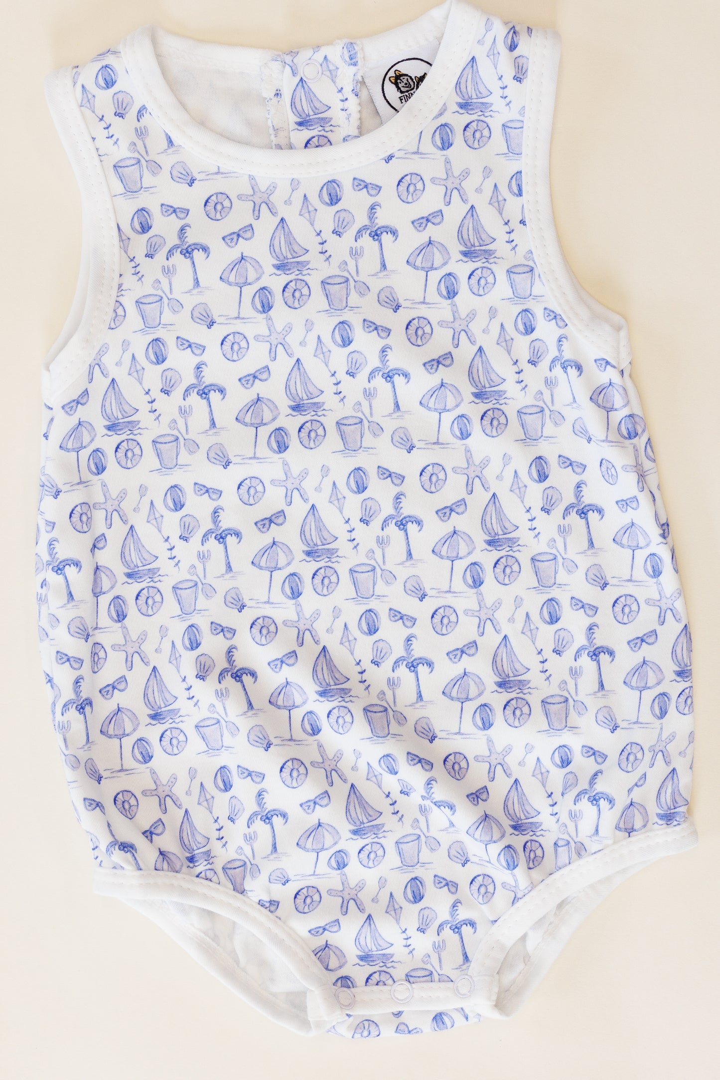Seaside Serenity Beach Print Bubble - Blue