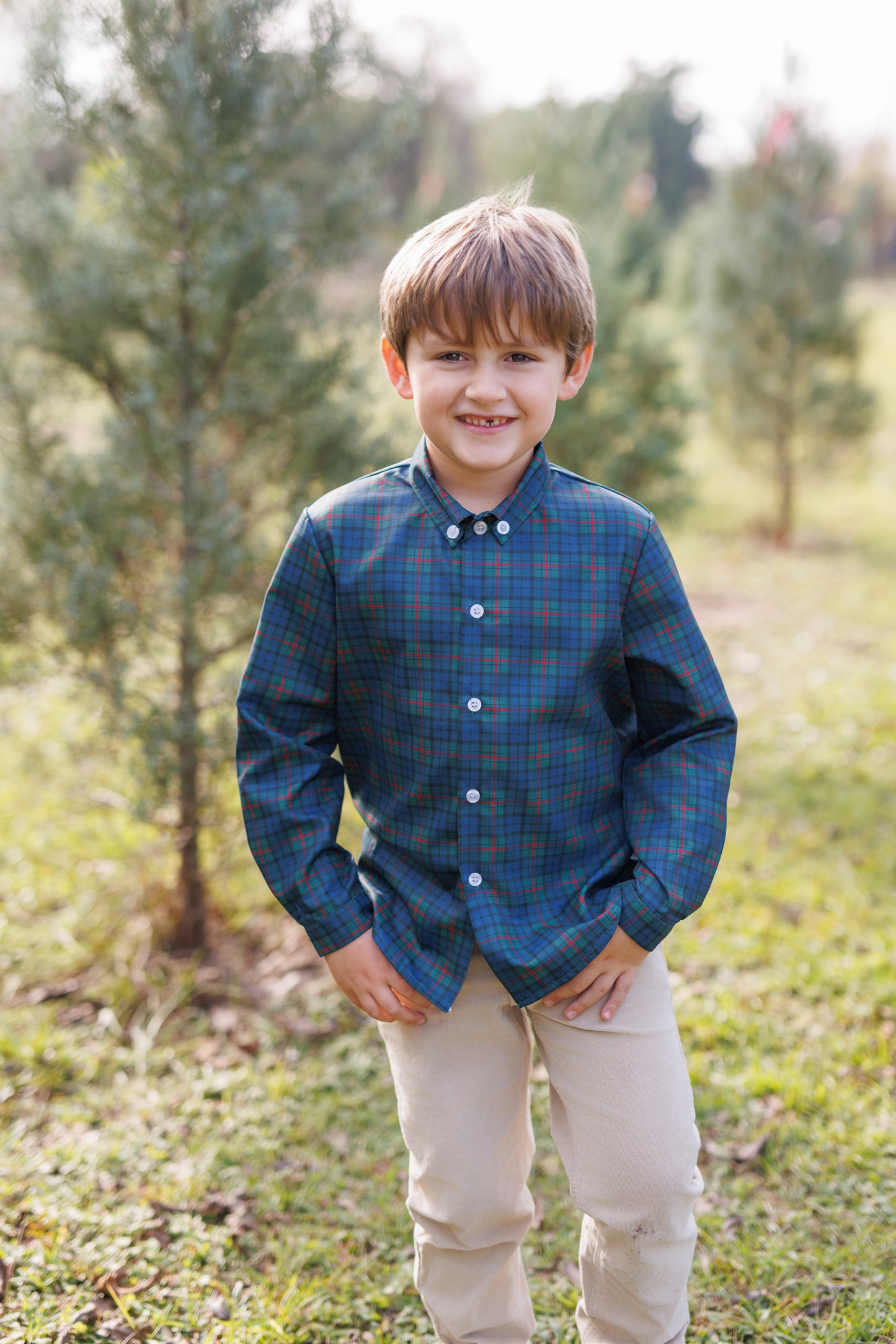 Navy Noel Plaid Button Down