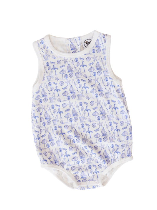 Seaside Serenity Beach Print Bubble - Blue